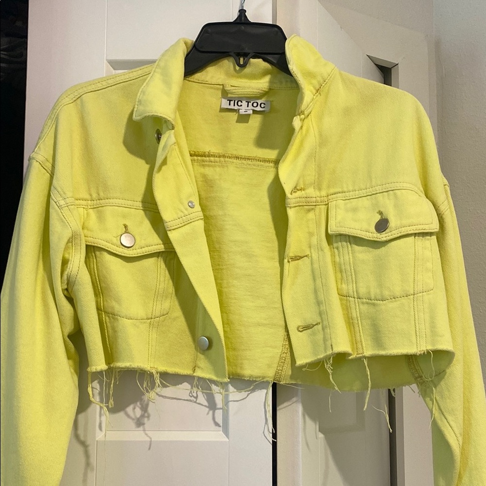 Yellow Soft Denim Cropped Jean Jacket